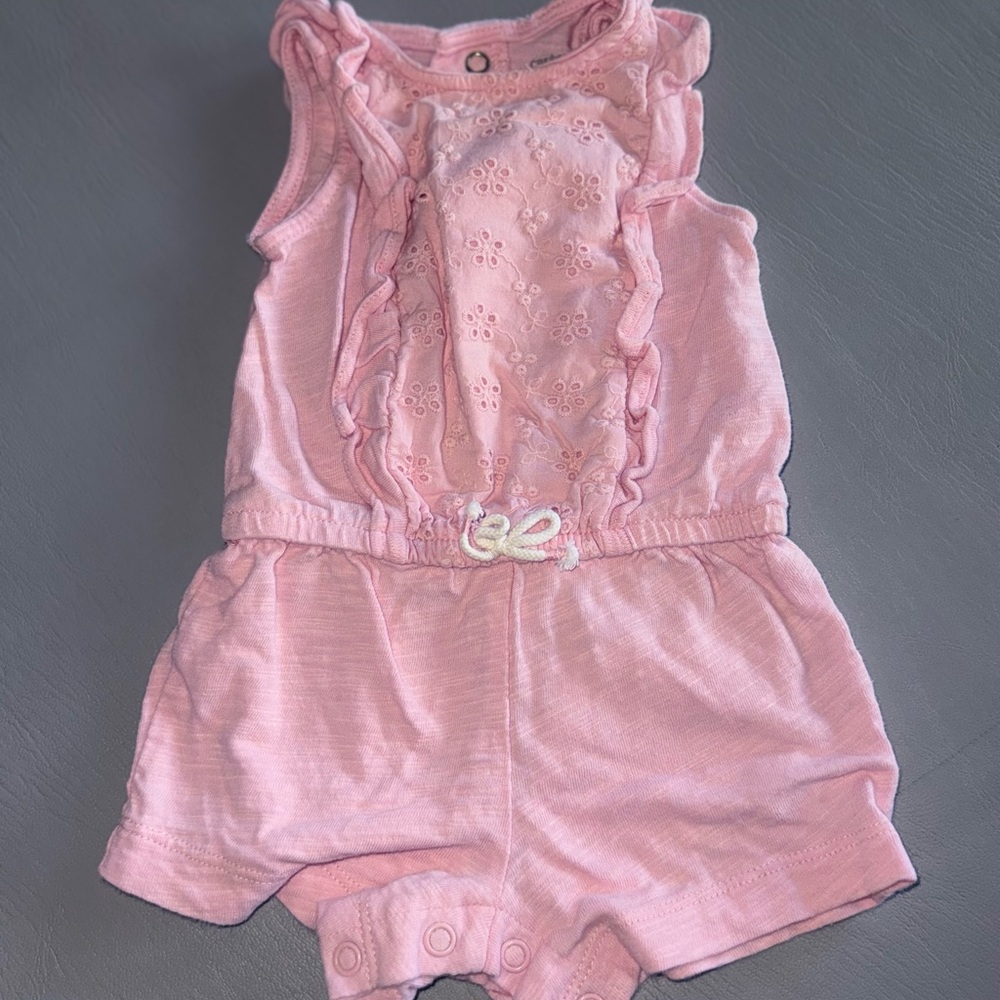 Carter's Soft Pink Baby Romper with Ruffles